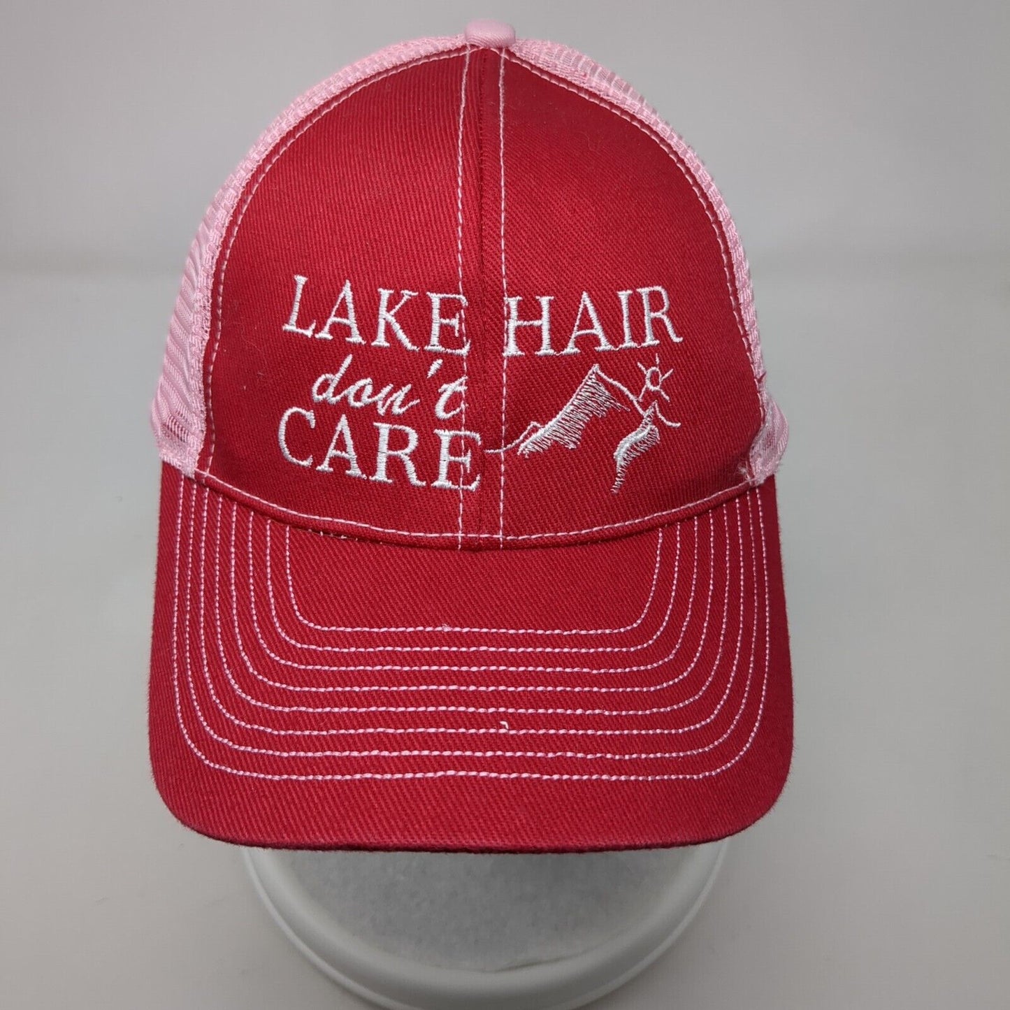 Lake Hair Don't Care Strapback Trucker Hat Multi One Size Adjustable Mesh Back