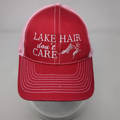 Lake Hair Don't Care Strapback Trucker Hat Multi One Size Adjustable Mesh Back