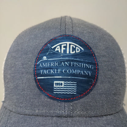 American Fishing Tackle Company Men's Snapback Mesh Back Hat Blue White Logo