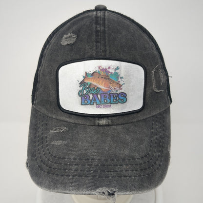 Bass Babes Strapback Trucker Hat Gray One Size Mesh Back Ponytail