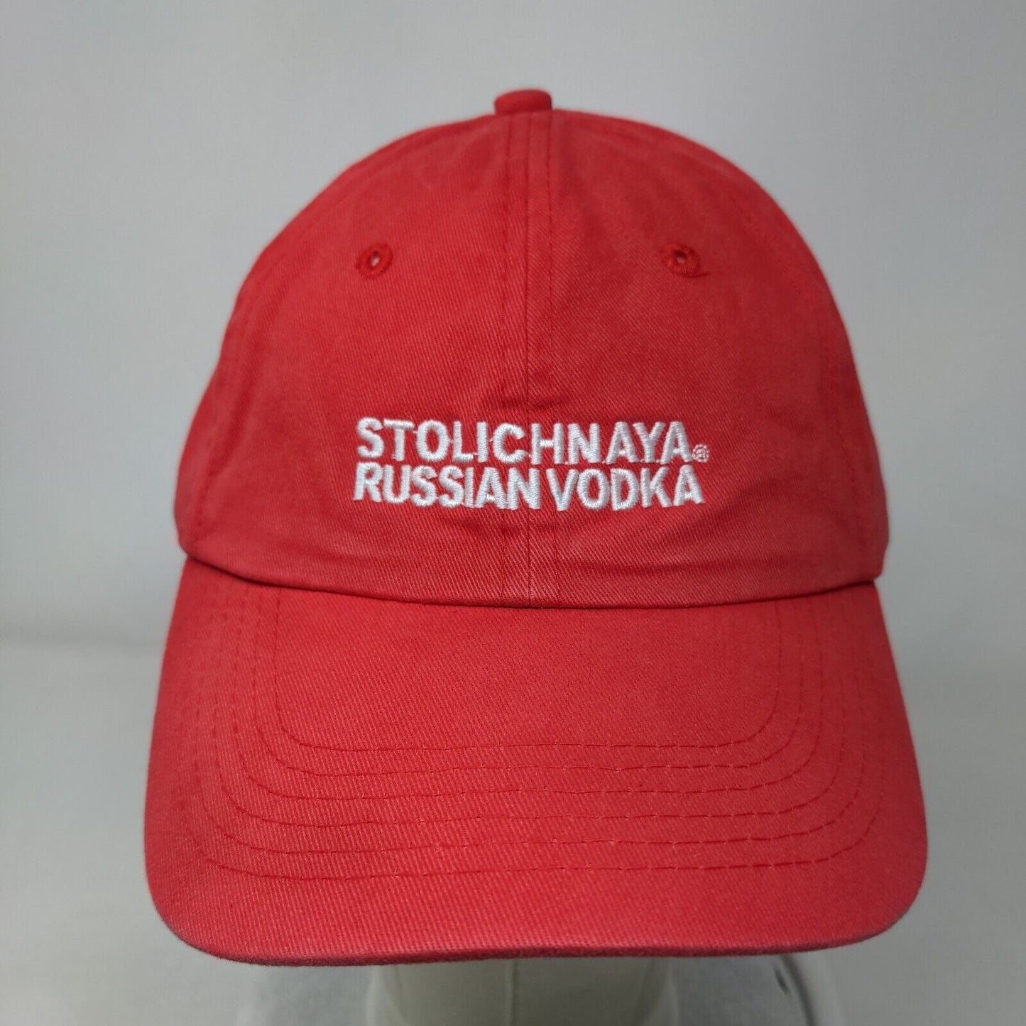 Stolichnaya Russian Vodka Slideback Hat Red One Size Adjustable Embroidered