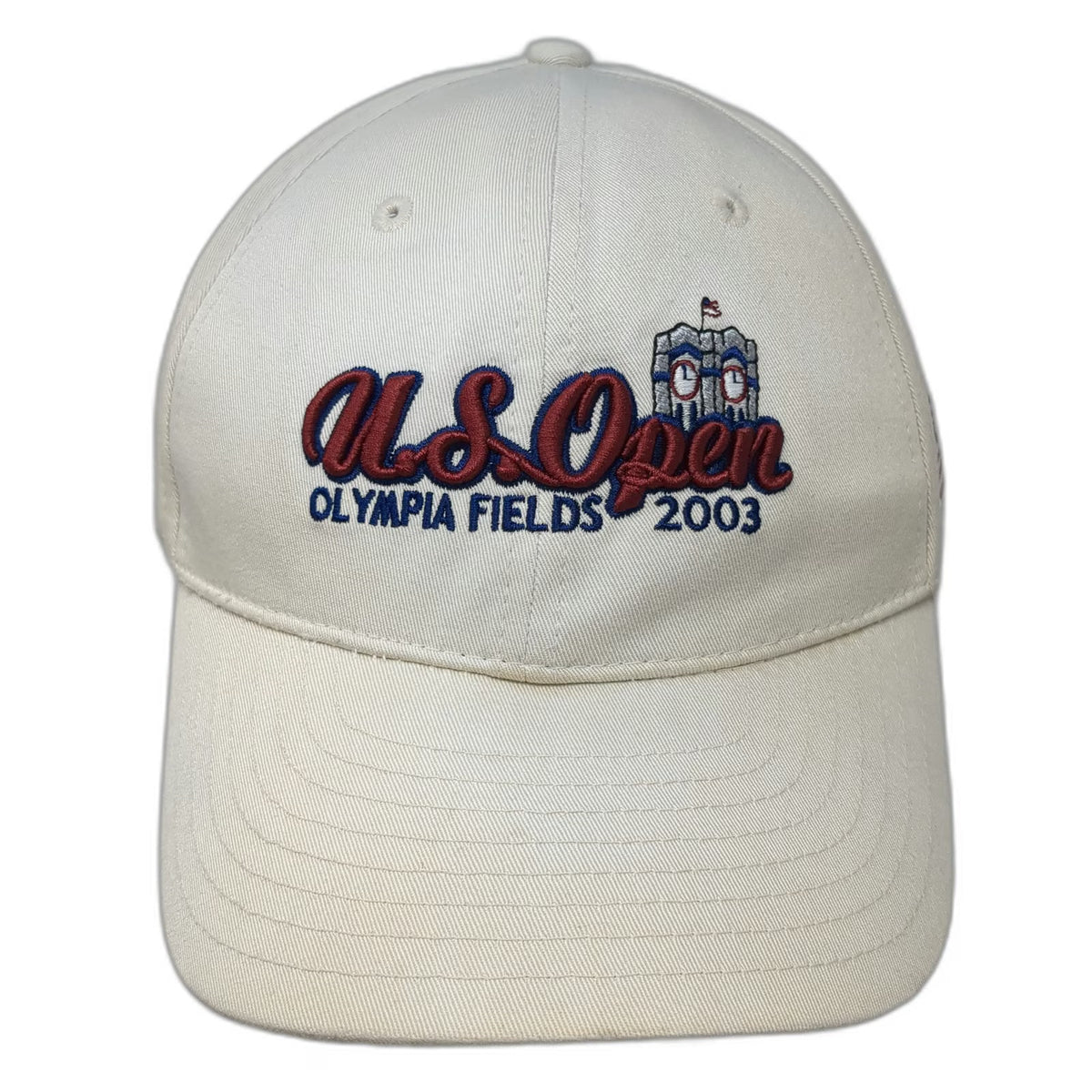 New Era Baseball Cap Beige Red Blue One Size 2003 US Open Olympia Fields USA Hat
