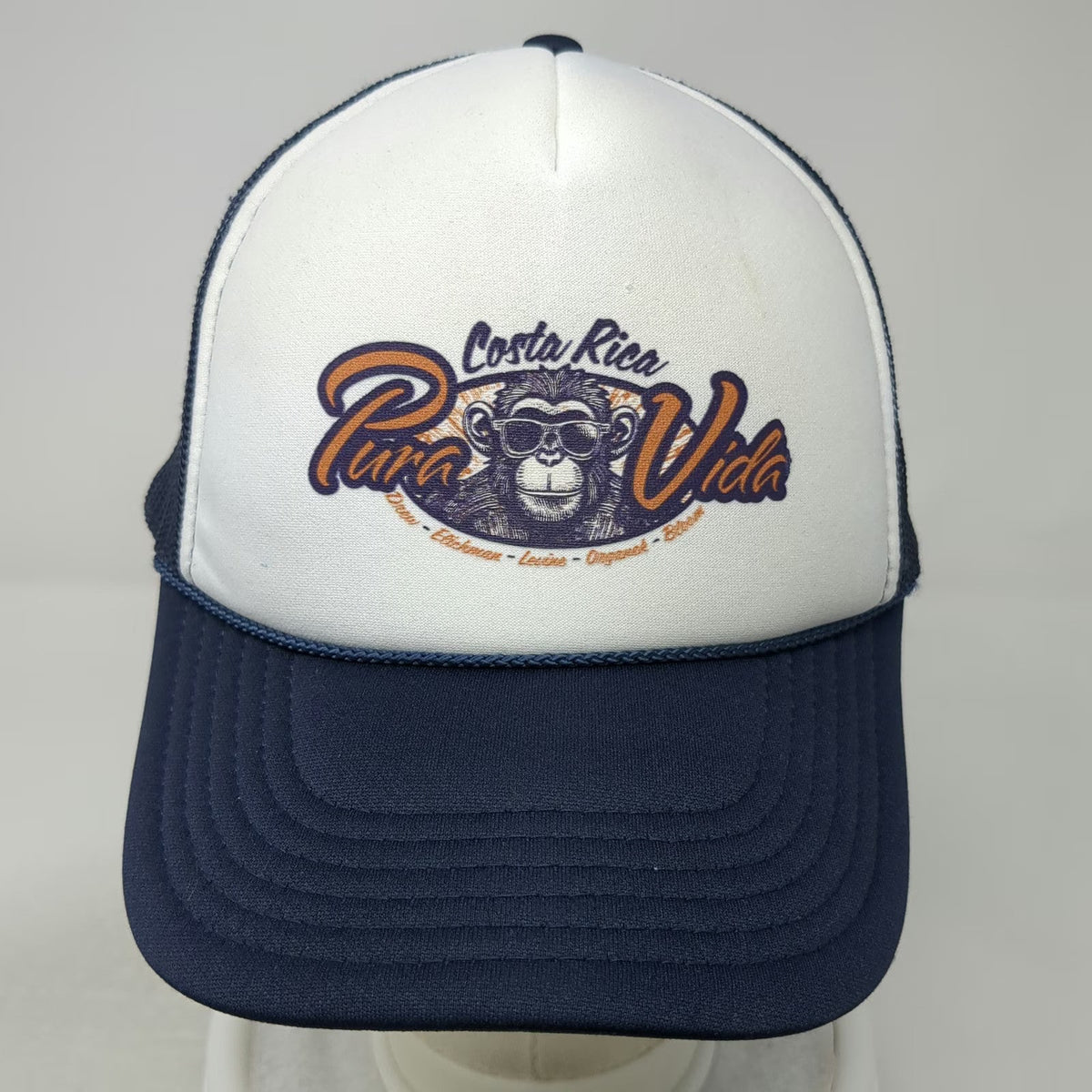 OTTO Trucker Hat Blue One Size Pura Vida Costa Rica Monkey Snapback Polyester