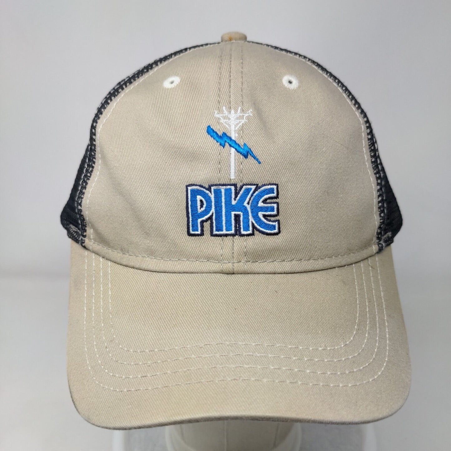 Pike Strapback Mesh Back Hat Tan OSFA Embroidered Colorblock 6 Panel