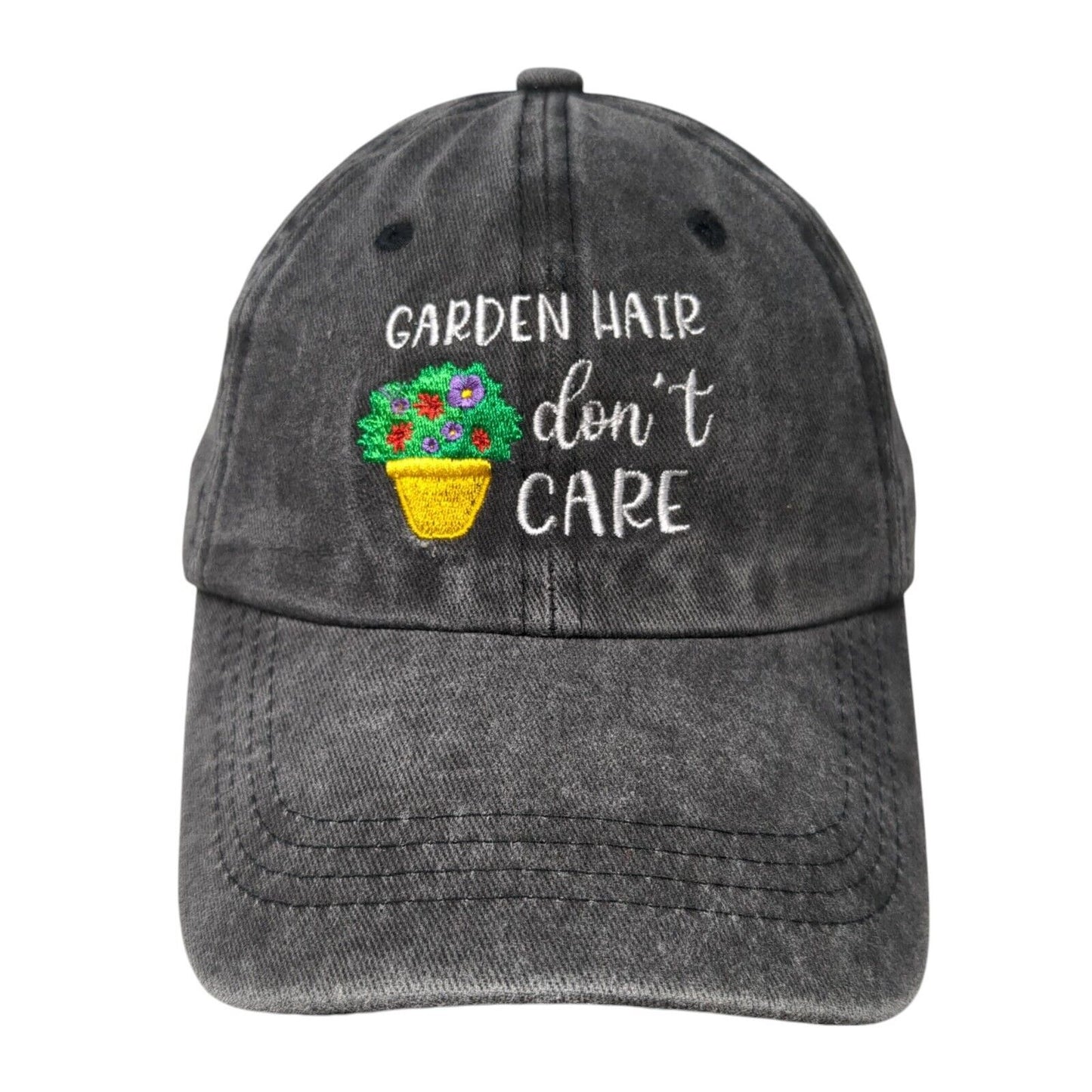 Garden Hair Don't Care Slideback Hat Gray One Size Adjustable 6 Panel