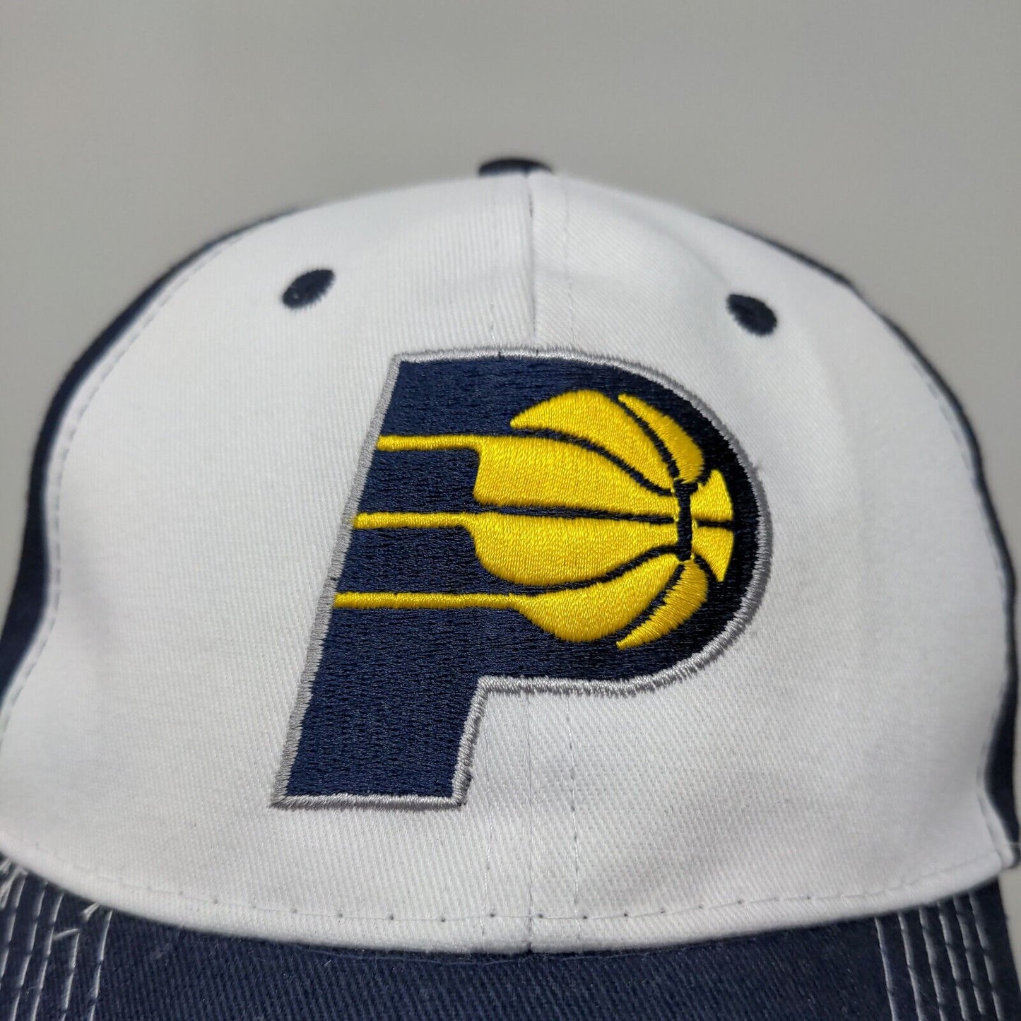 Main Gate Men's Strapback Hat Blue White Embroidered Indiana Pacers Logo Cotton