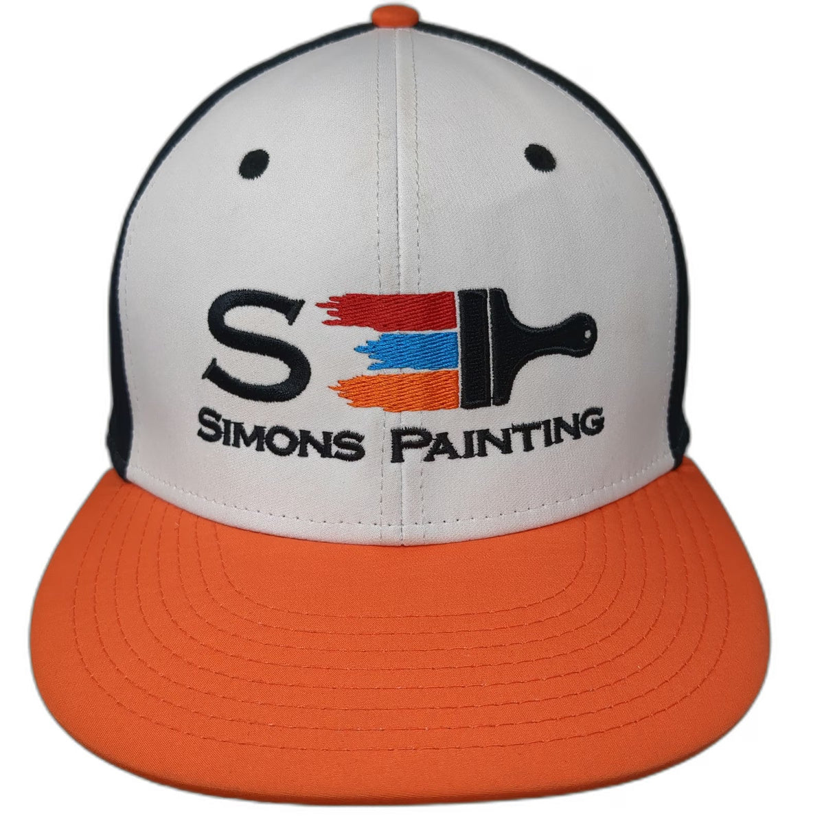 The Game Baseball Cap White Black Orange M Simons Painting Logo Stretch Fit Hat