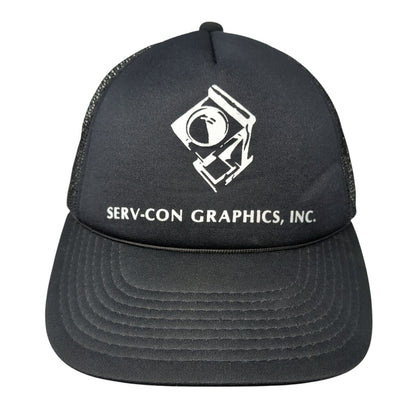 Serv-Con Graphics Inc Snapback Trucker Hat Black OS Adjustable Mesh Back Rope