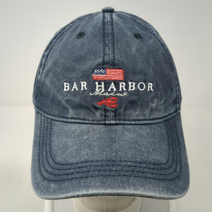 Mountain Baseball Cap Blue One Size Bar Harbor Maine Lobster American Flag Hat