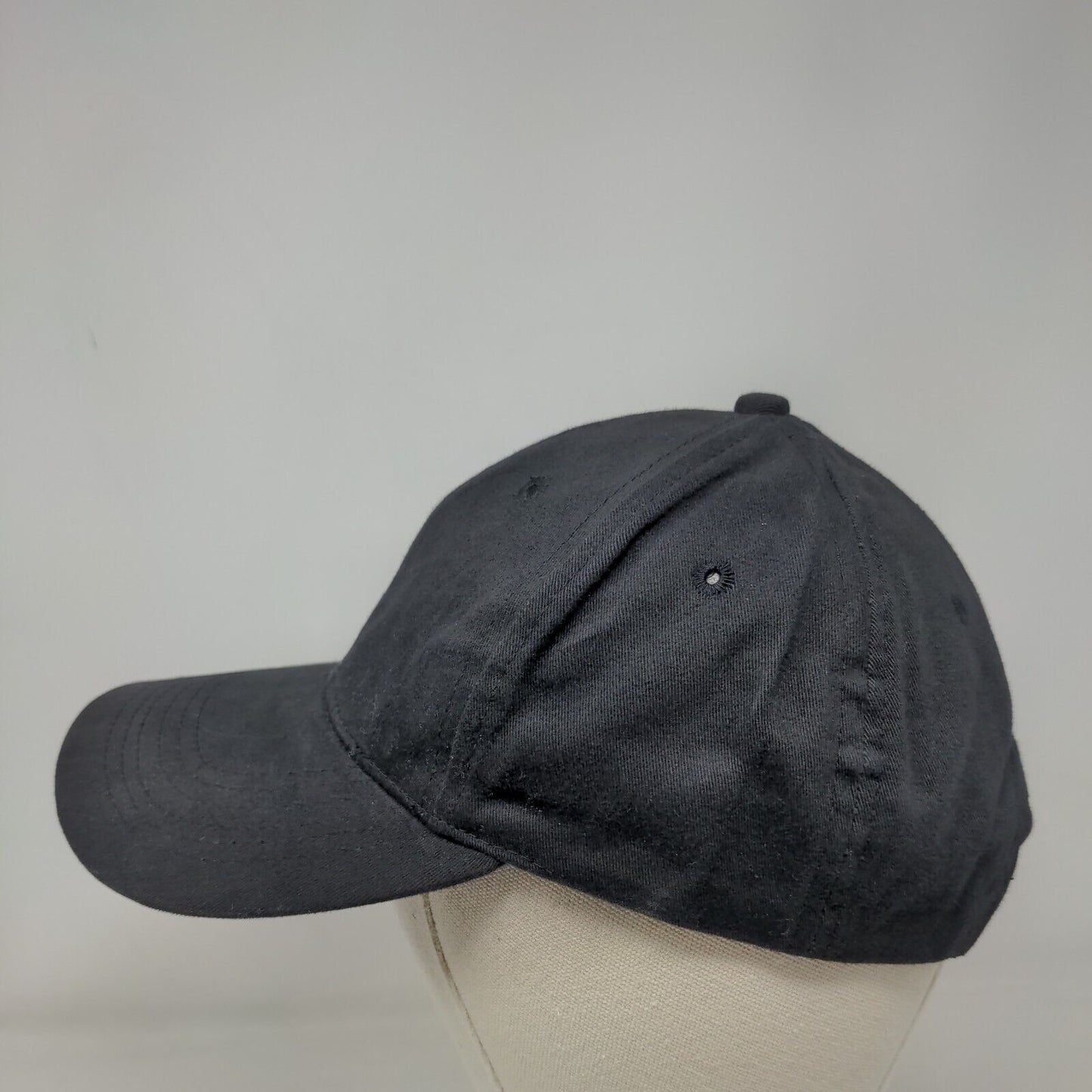 Unbranded Snapback Hat Black OSFA Solid Adjustable Blank Vent Holes