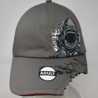 SeaWorld Baseball Cap Gray OSFM Shark Bitten Distressed Brim Shark Attack Hat