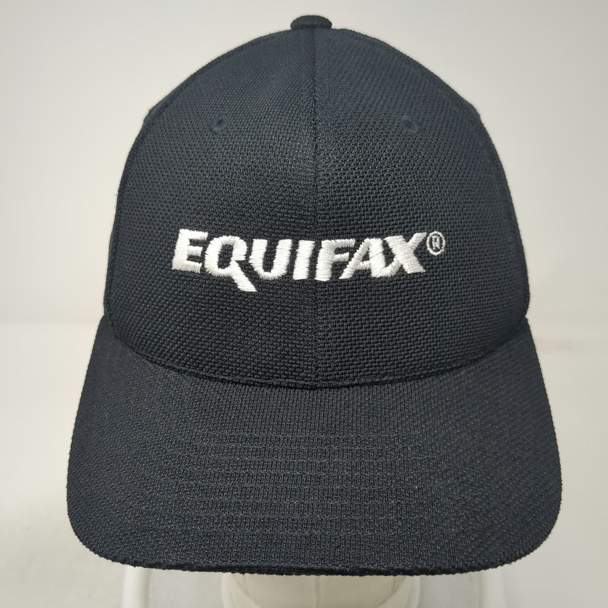 Flexfit Baseball Cap Black One Size Equifax Logo Embroidered Promo Fitted Hat