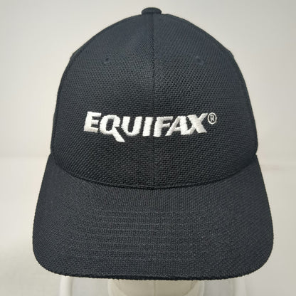 Flexfit Baseball Cap Black One Size Equifax Logo Embroidered Promo Fitted Hat
