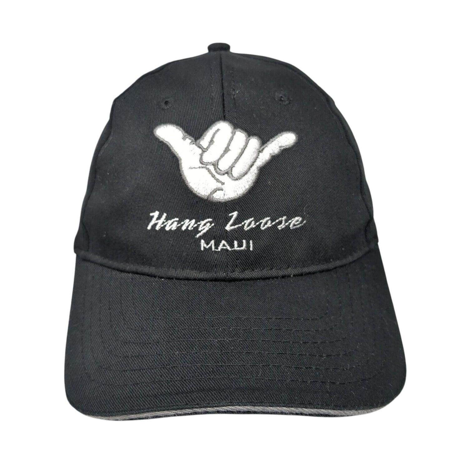 Hang Loose Maui Strapback Hat Black One Size Adjustable Embroidered