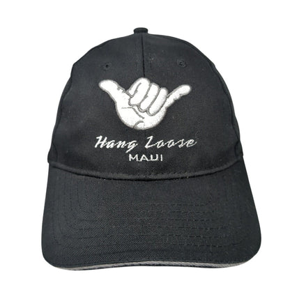 Hang Loose Maui Strapback Hat Black One Size Adjustable Embroidered