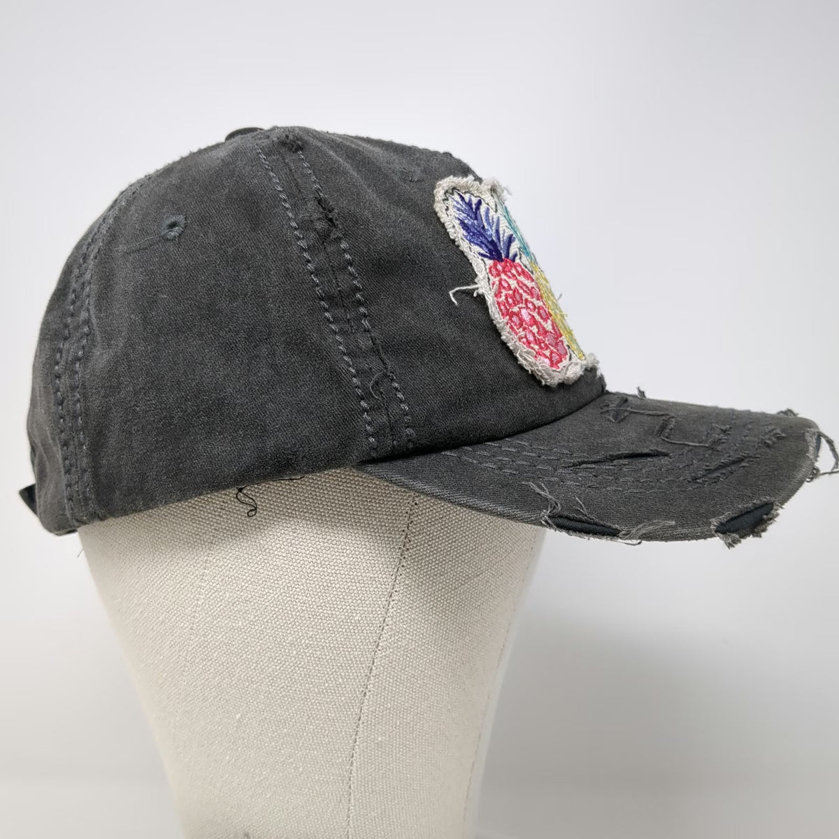4350 District Baseball Cap Gray One Size Distressed Pineapple Hello Summer Hat