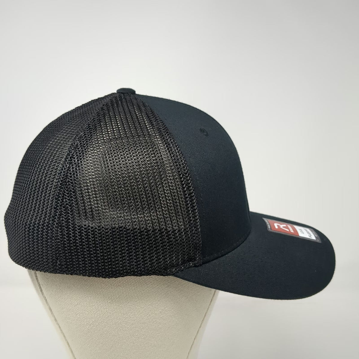 Richardson Baseball Cap Black XL Mesh Back Flexfit FXS Logo Embroidered Hat