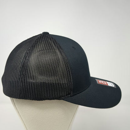 Richardson Baseball Cap Black XL Mesh Back Flexfit FXS Logo Embroidered Hat