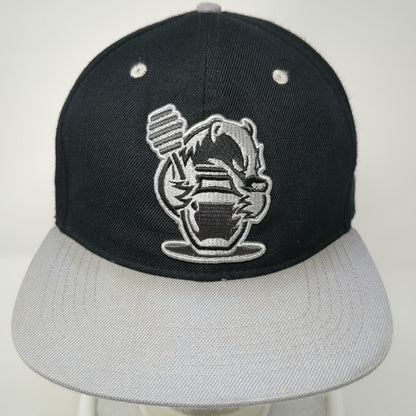 Huni Badger Snapback Hat Black OSFM Gray Brim Marijuana Leaf Logo Embroidered
