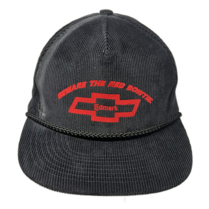 Nissin Trucker Black Hat One Size Chevrolet Red Bowtie Edmark Corduroy Strapback