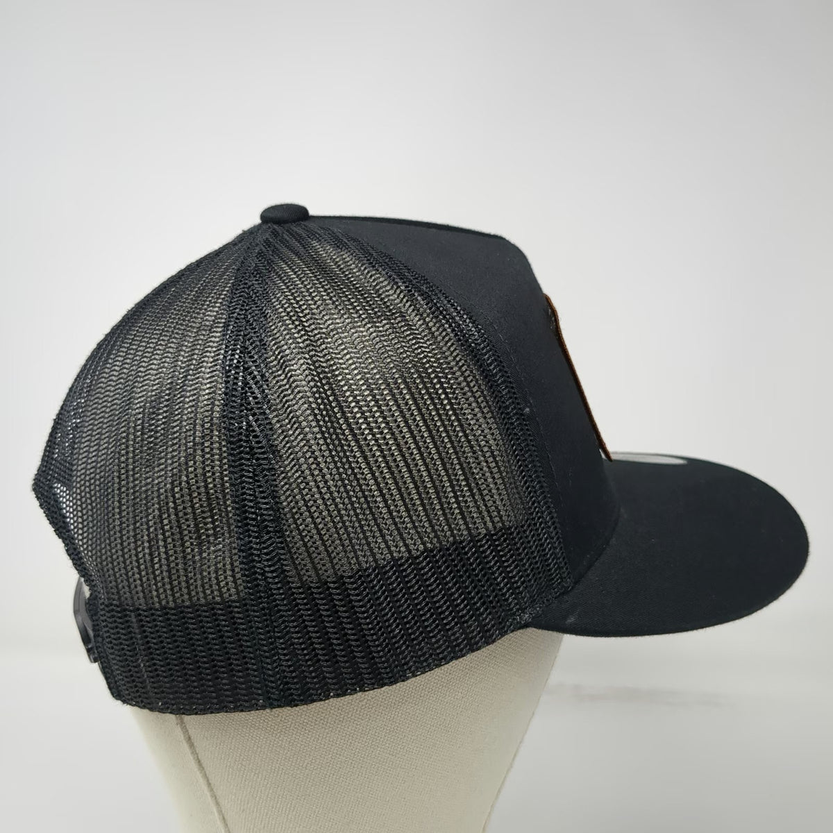 Sport-Tek Trucker Hat Black One Size Frontier Feathers Farm Patch Mesh Snapback