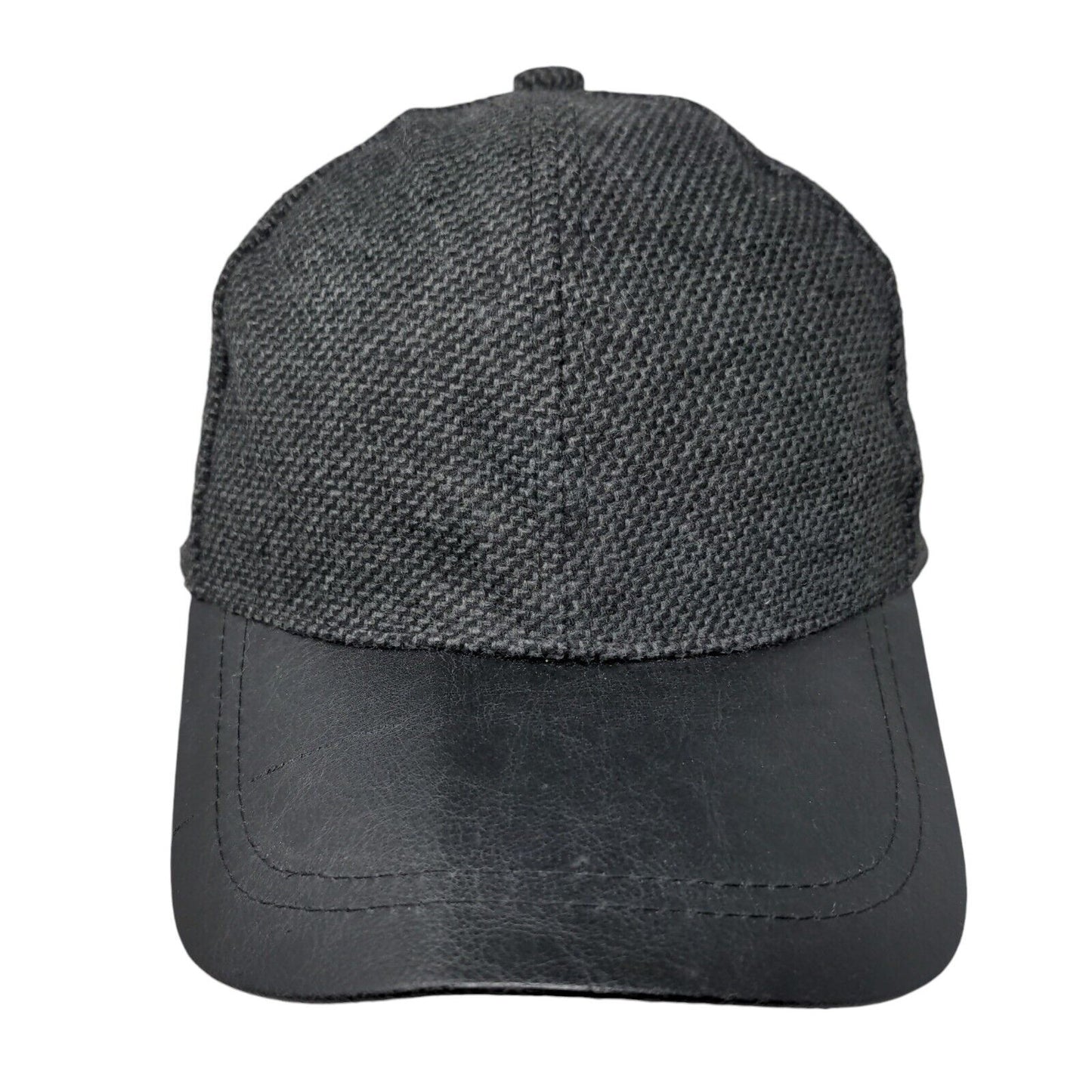 Unbranded Strapback Hat Black One Size Adjustable Leather Brim Blank