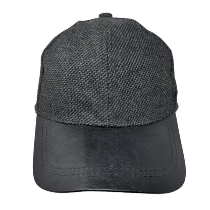 Unbranded Strapback Hat Black One Size Adjustable Leather Brim Blank