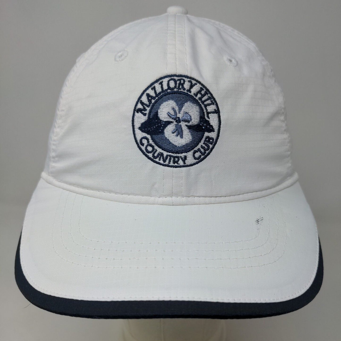 Kate Lord Women's Strapback Hat White Adjustable Mallory Hill Country Club Logo