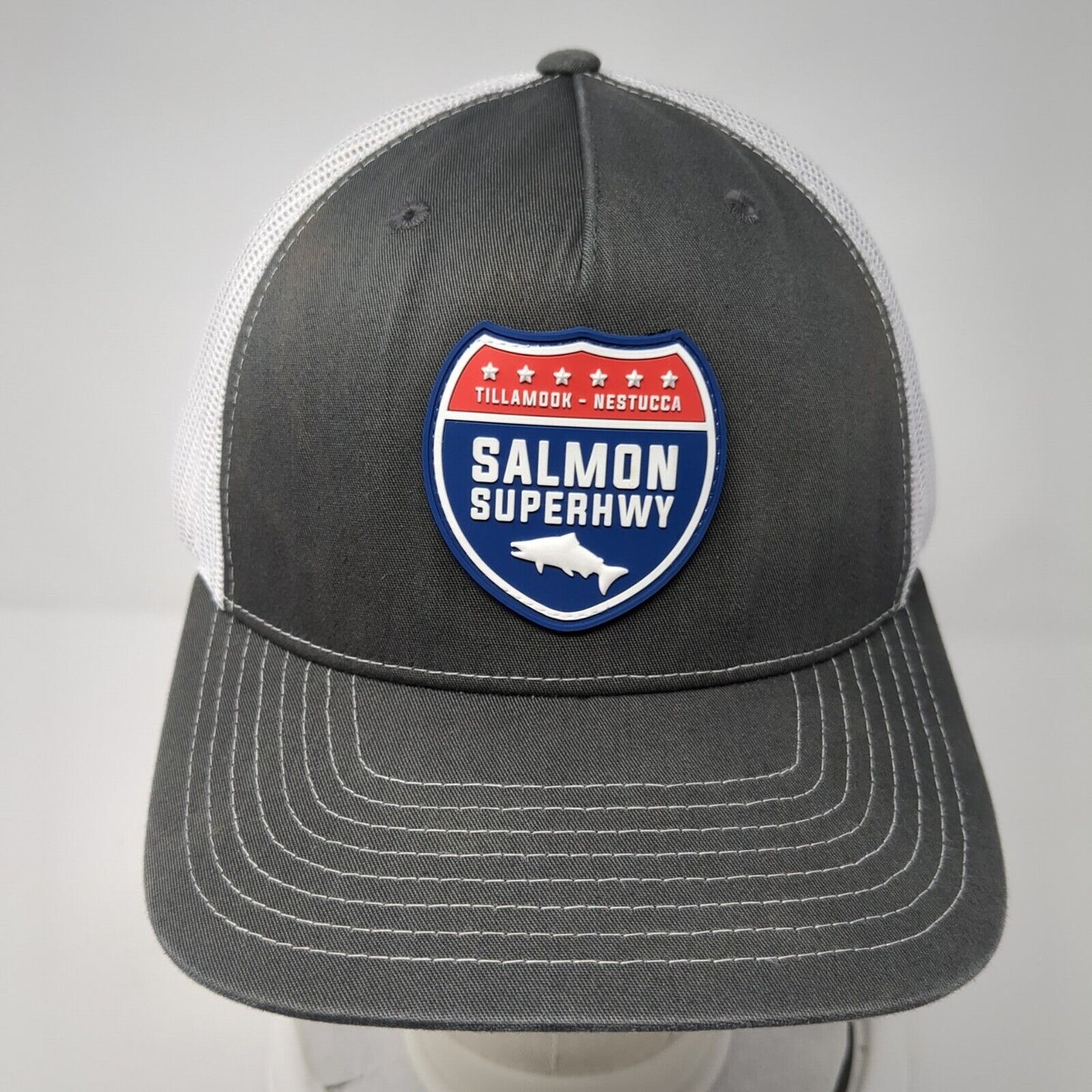 Salmon Superhwy Patch Snapback Trucker Hat Gray One Size Mesh Back