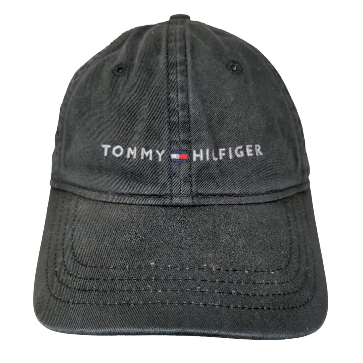 Tommy Hilfiger Slideback Hat Black One Size Embroidered Leather Strap