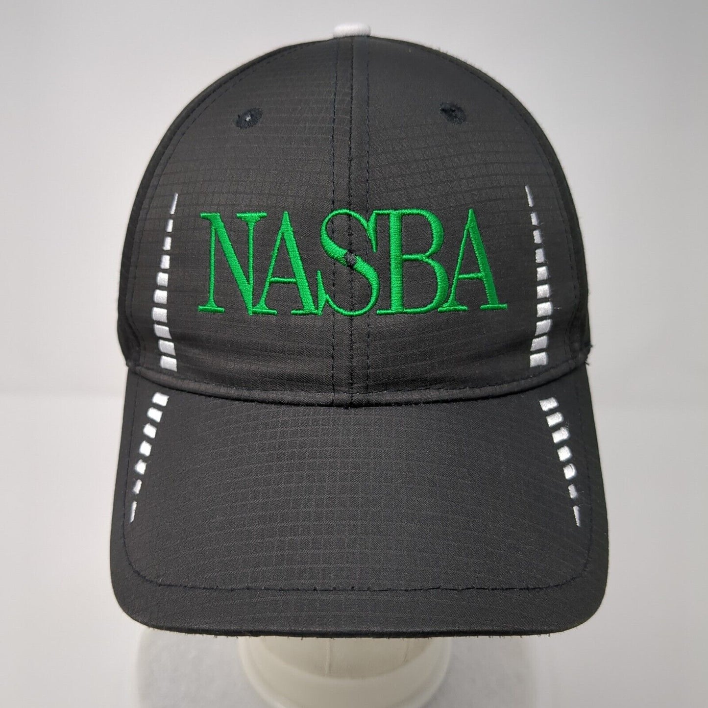 NASBA Strapback Hat Black One Size Cap America Golf Embroidered 6 Panel