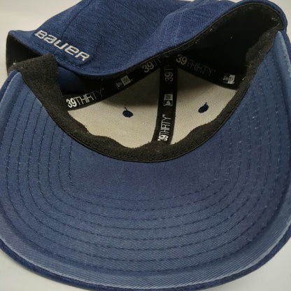 New Era Bauer Hockey Baseball Cap Blue XL Heathered 39THIRTY Stretch Fit Hat