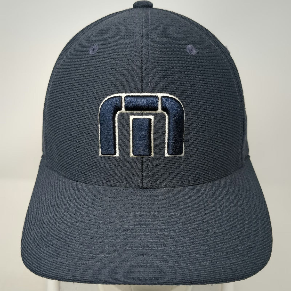 TravisMathew Baseball Cap Blue M Flexfit Embroidered Script Logo Polyester Hat