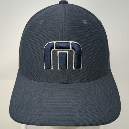 TravisMathew Baseball Cap Blue M Flexfit Embroidered Script Logo Polyester Hat