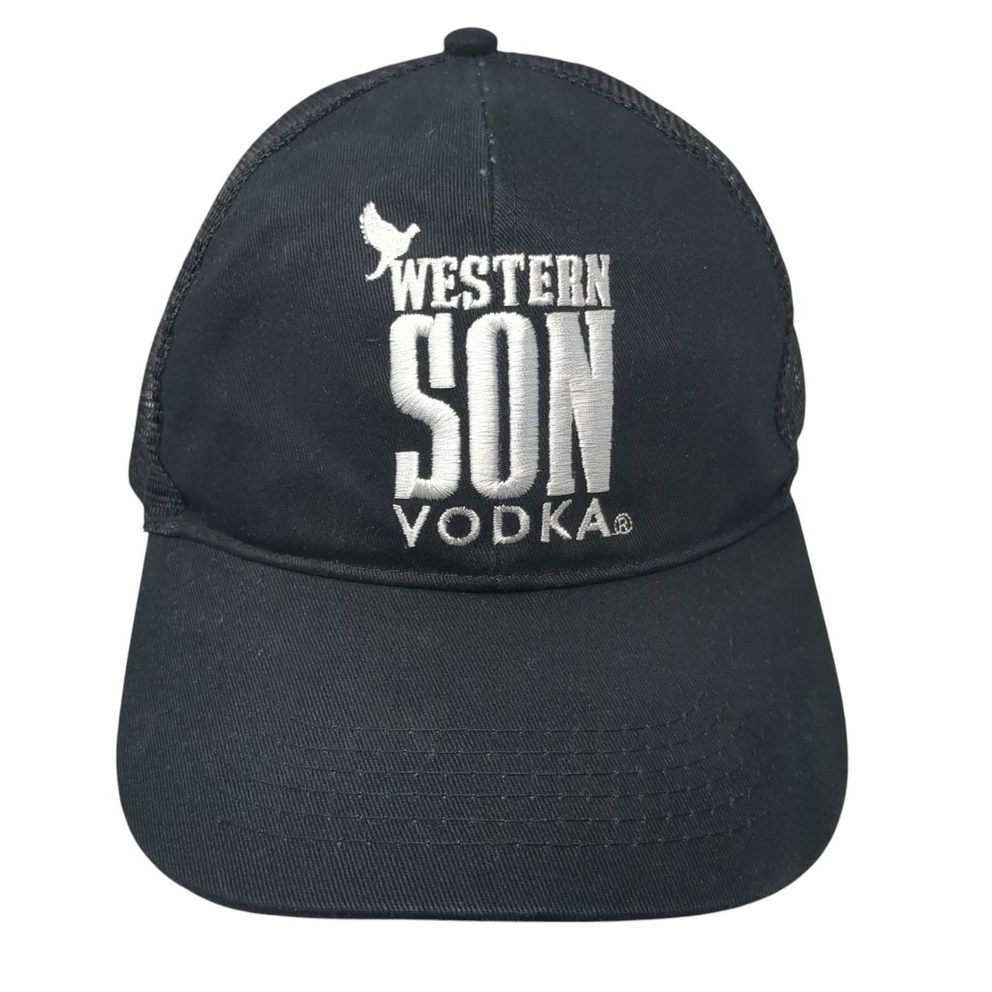 Western Son Vodka Snapback Trucker Hat Black One Size Adjustable Mesh Back