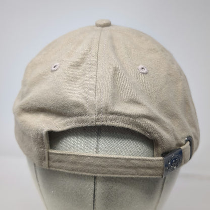 Ben Hogan Baseball Cap Beige Black OSFM Hat Script Embroidery Side Logo Buckle