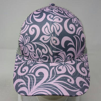 Happy Wahine Trucker Hat Purple Gray One Size Floral Hibiscus Pattern Snapback