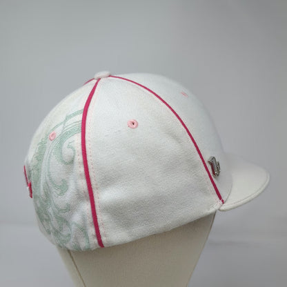 Lil Brims Baseball Cap White Pink Green One Size Scroll Print Stretch Fit Hat