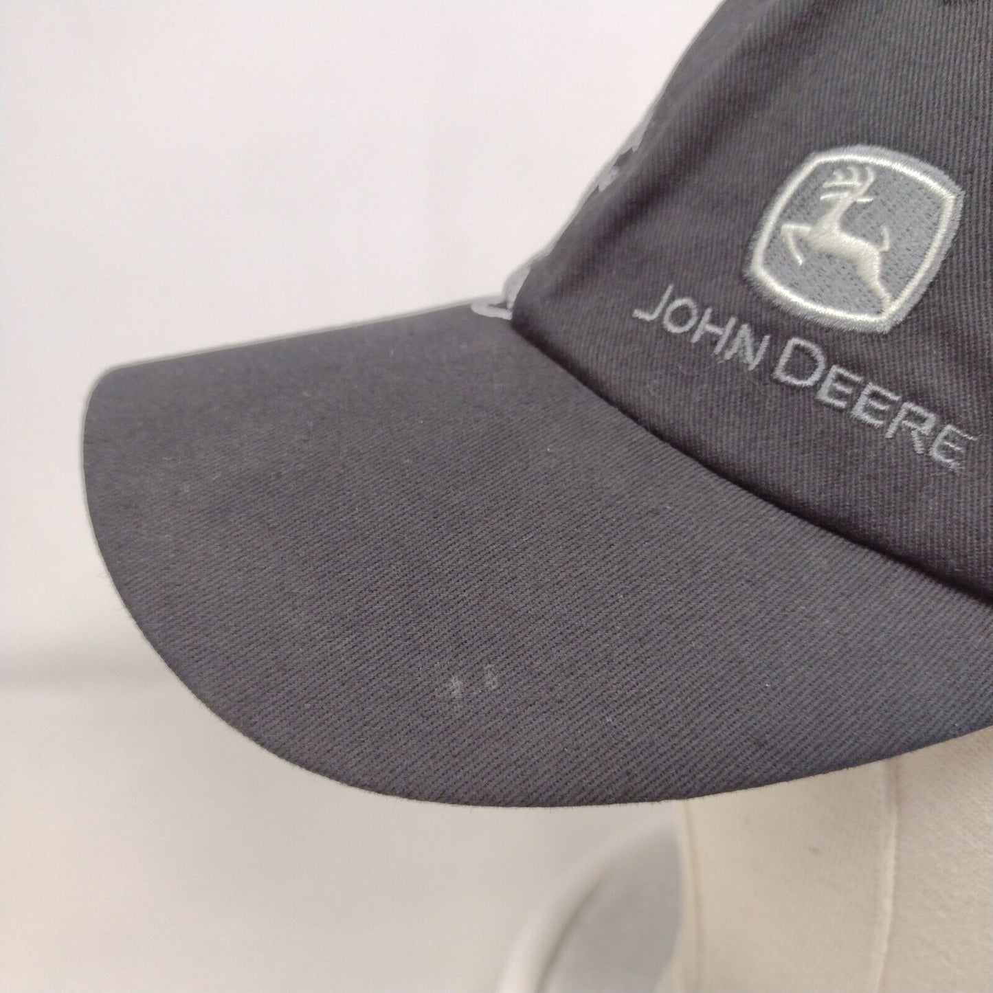 John Deere Strapback Hat Black OSFA Adjustable Embroidered Mesh Back 6 Panel