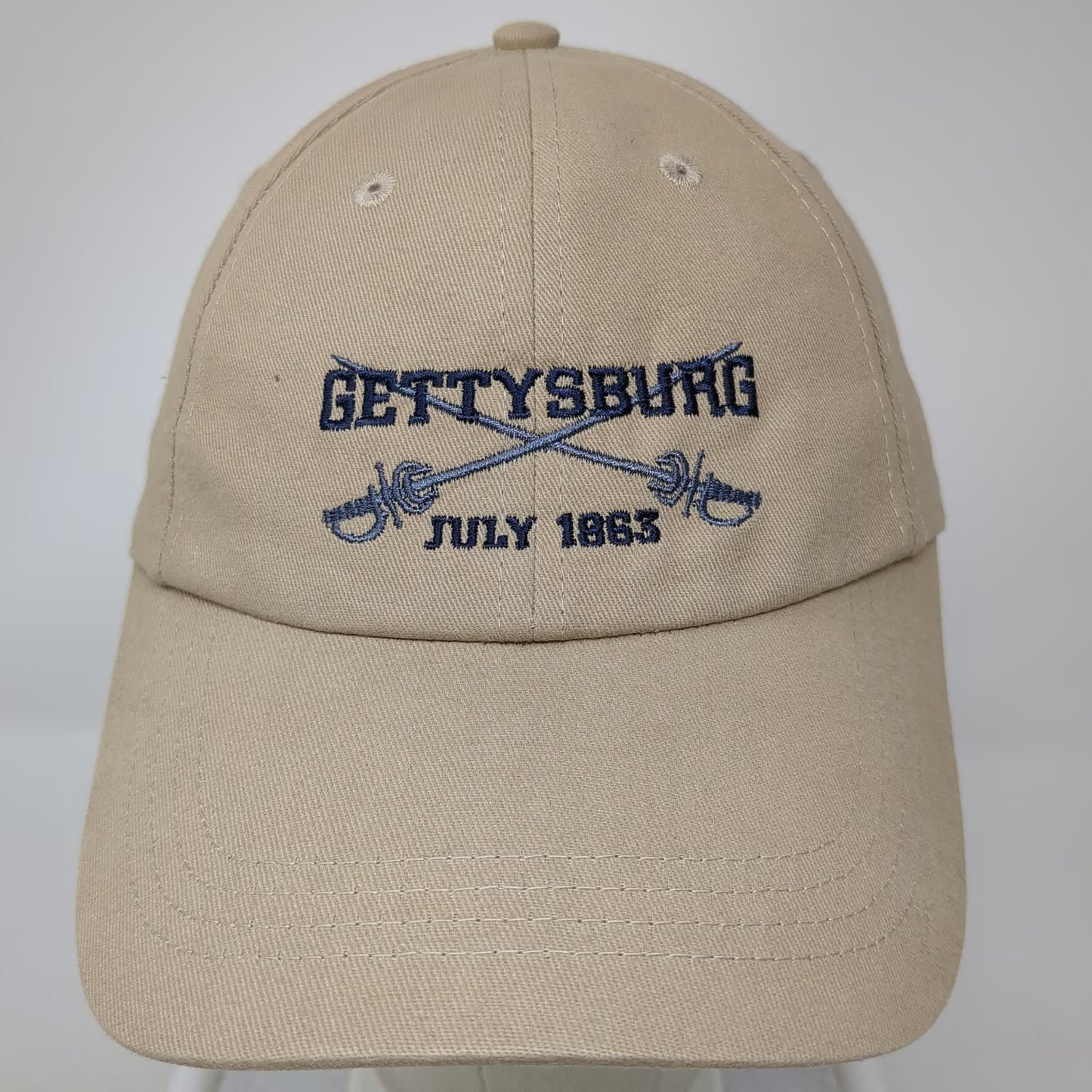 Baseball Cap Beige One Size Gettysburg July 1863 Crossed Sabers Strapback Hat