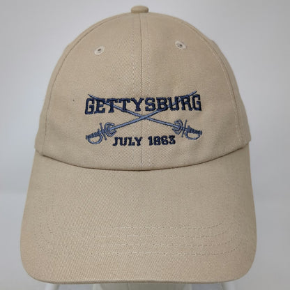 Baseball Cap Beige One Size Gettysburg July 1863 Crossed Sabers Strapback Hat