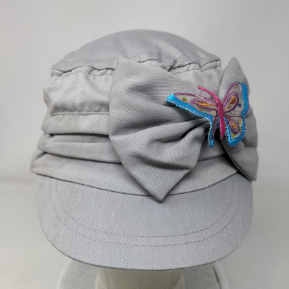 Unbranded Fitted Cadet Army Cap Hat Gray One Size Solid Bow Butterfly