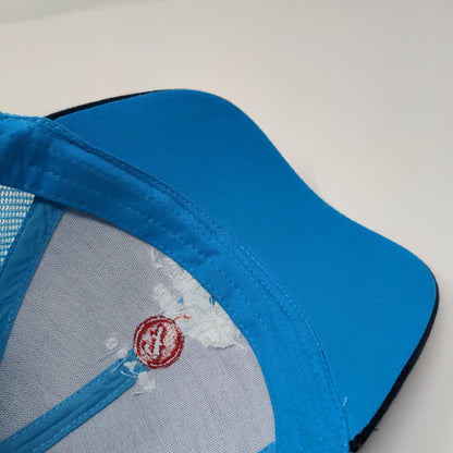 Seven Devils Whsikey Strapback Hat Blue OSFA Adjustable Embroidered Mesh Back