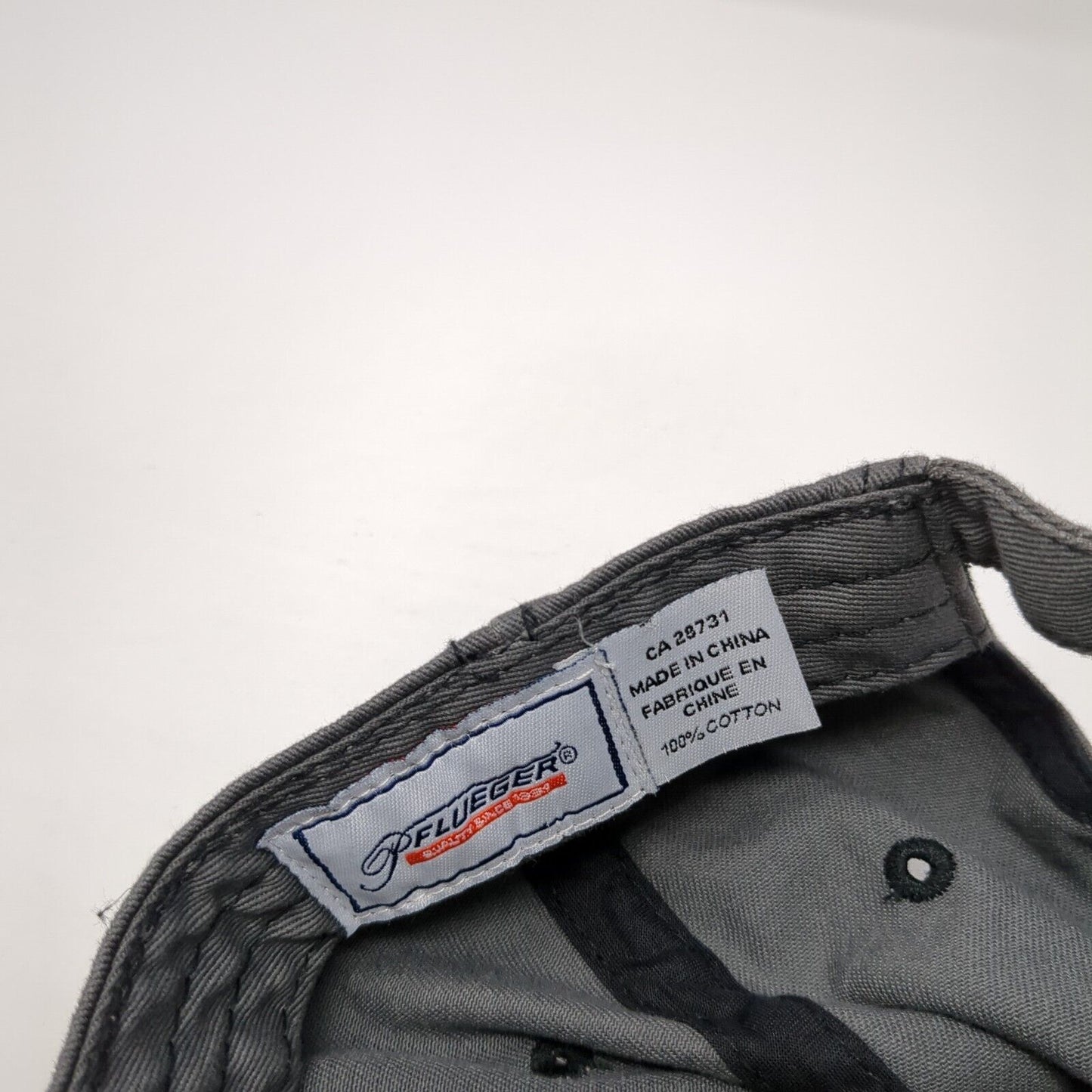 Pflueger Slideback Hat Gray One Size Adjustable Embroidered Distressed Cotton