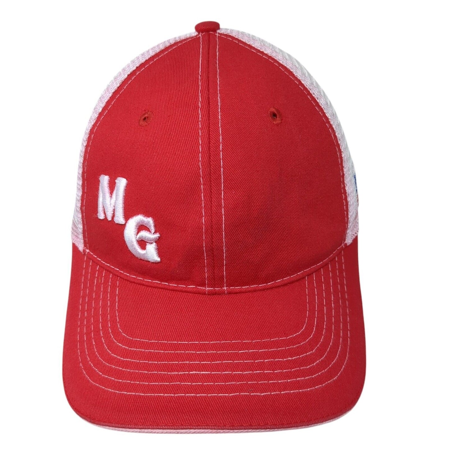 MG Boise ID Strapback Trucker Hat Red One Size Mesh Back Colorblock
