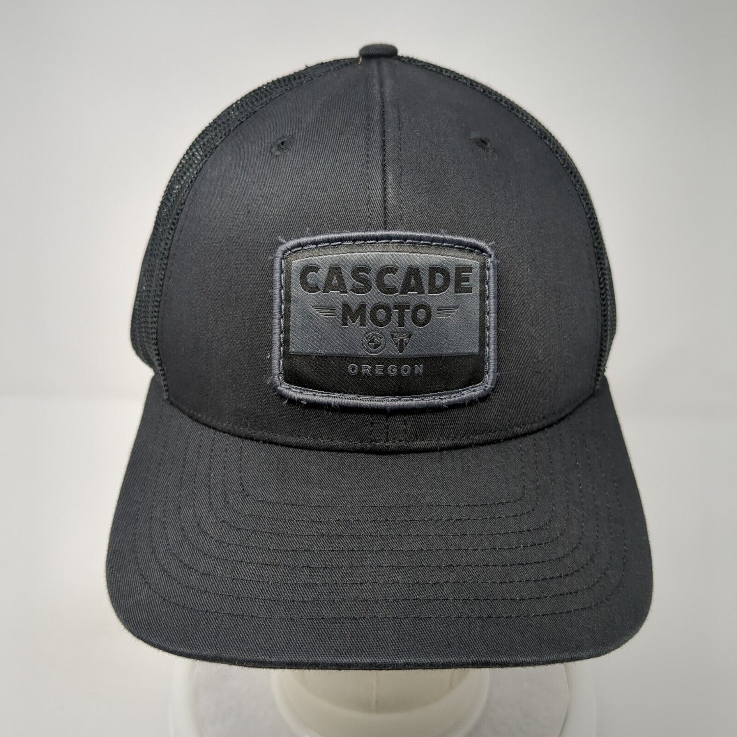 Cascade Moto Oregon Snapback Trucker Hat Black OS Adjustable Mesh Richardson