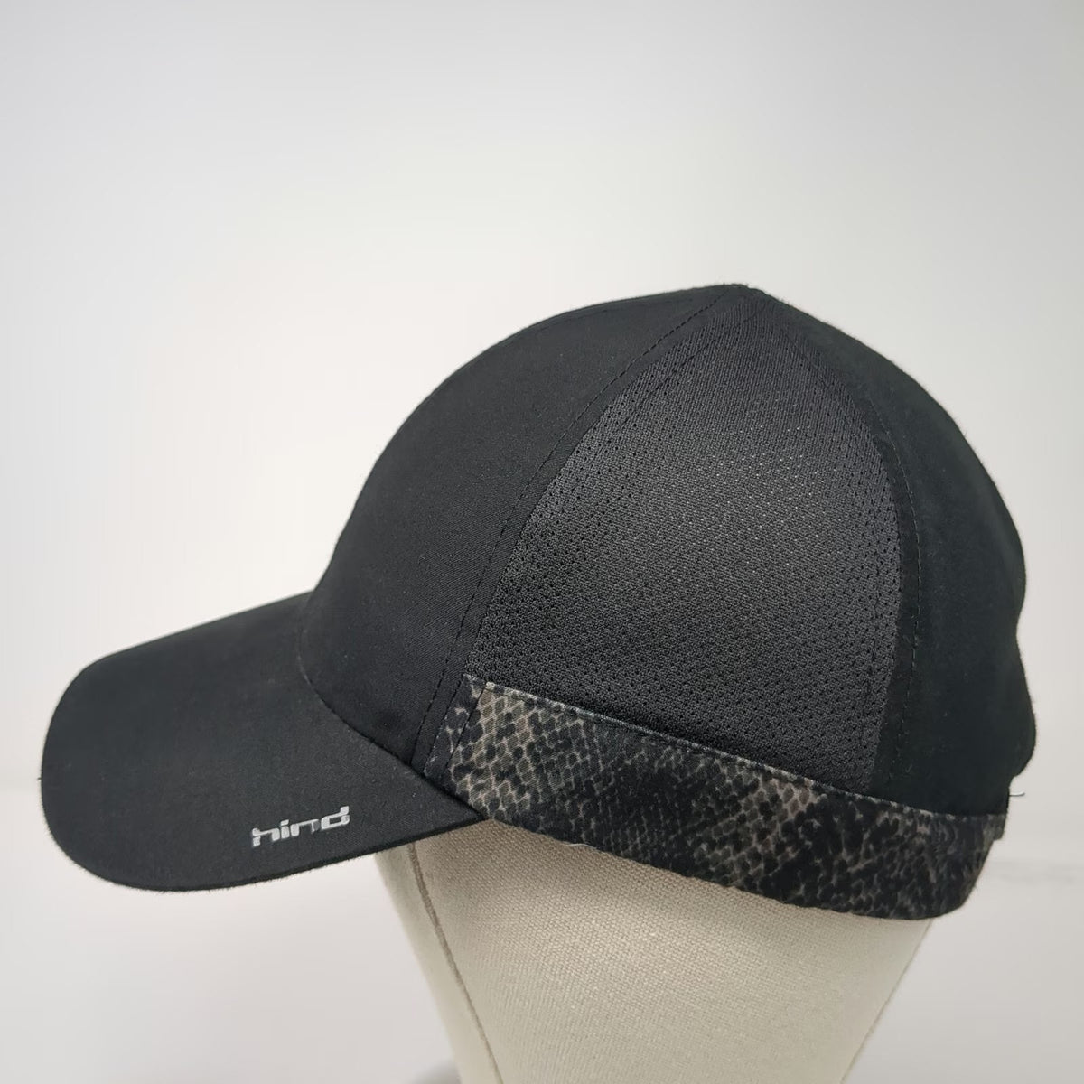 Hind Baseball Cap Black One Size Mesh Side Panels Snakeskin Trim Running Hat