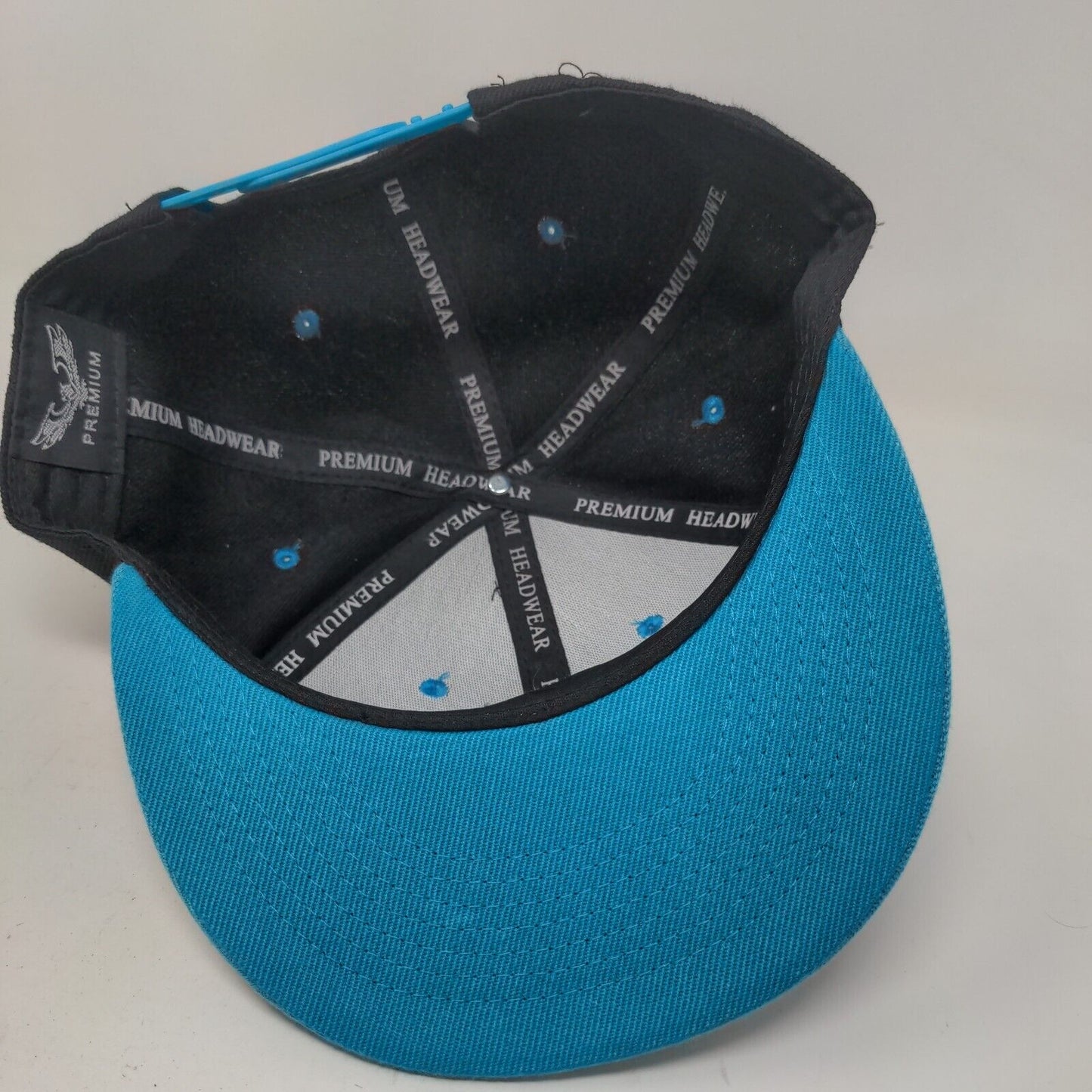 Premium Men's Snapback Hat Black Blue Embroidered Southside Devil Logo