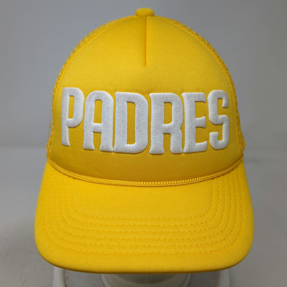 San Diego Padres MLB Melonwear Yellow Trucker Hat One Size Sycuan Patch Rope 3D