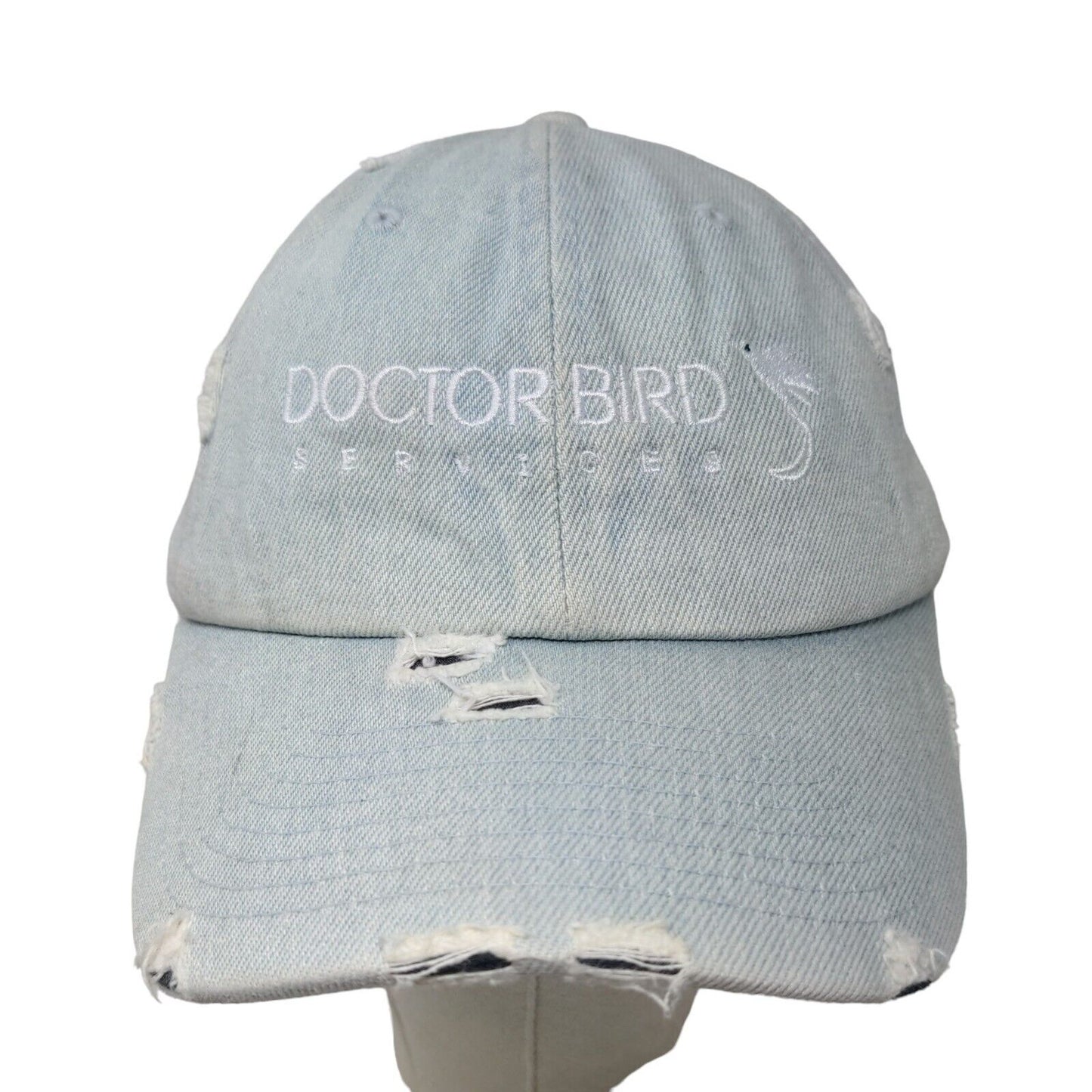 KB Ethos Men's Slideback Hat Blue Embroidered Doctor Bird Logo Distressed